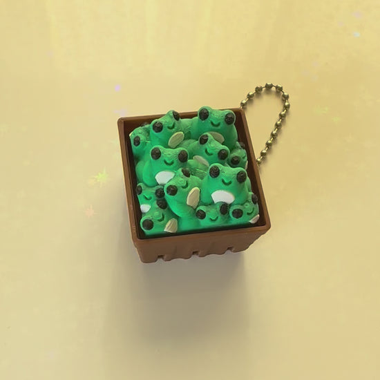 Frog berry basket fidget clicker keychain 3D printed pastel green frogs