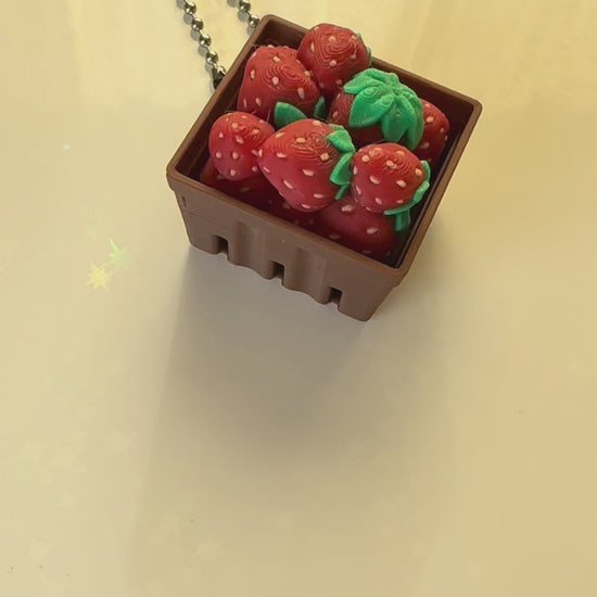 Strawberry berry basket fidget clicker keychain 3D printed red strawberries